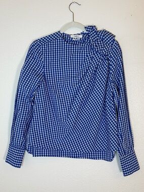 Isabel Marant Etoile Blue White Gingham Shirt Top M Old Money Professional Chic